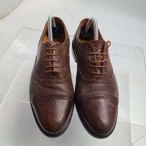 Stanley Blacker Couture Handmade Italy Dress Brown Cap Toe Oxfords 9M  Style 526
